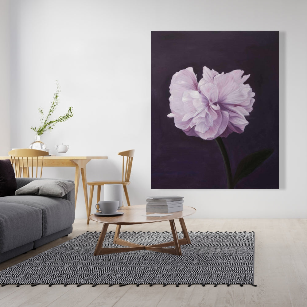 Magnifique toile de fleurs violettes | Décoration murale romantique pour chambre à coucher