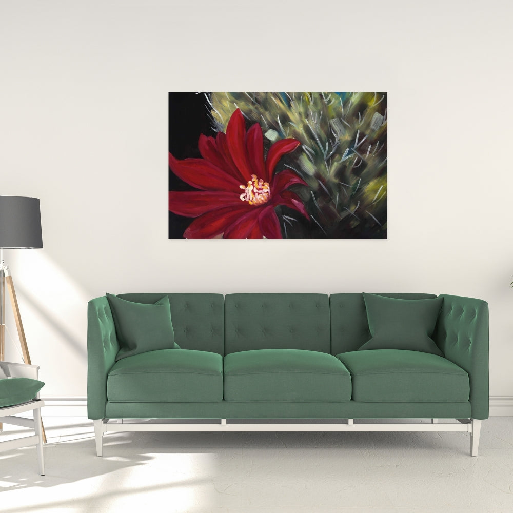 Echinopsis Red Cactus Flower Canvas | Floral Bedroom Decor