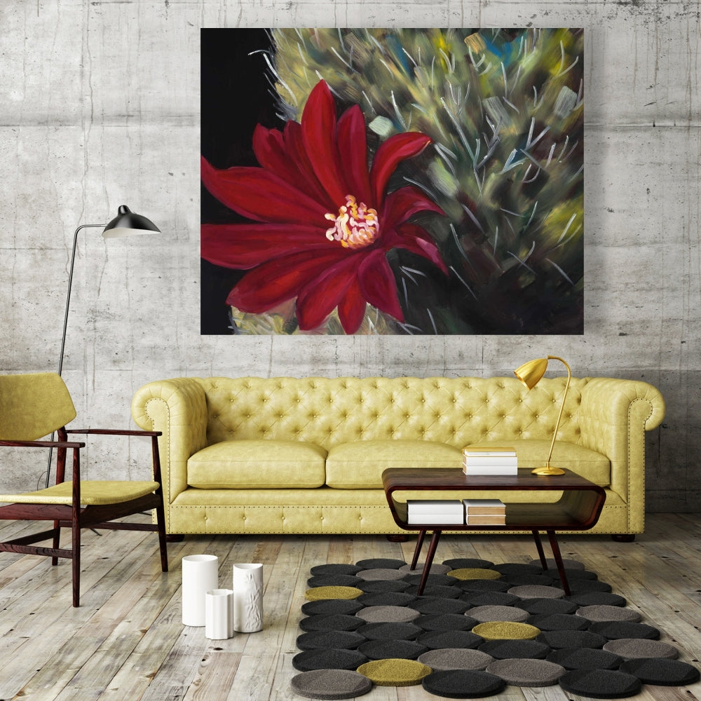 Echinopsis Red Cactus Flower Canvas | Floral Bedroom Decor