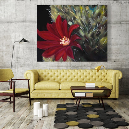 Echinopsis Red Cactus Flower Canvas | Floral Bedroom Decor