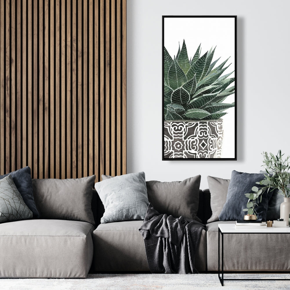 White Floral & Botanical Canvas - Zebra Plant Succulent Decor