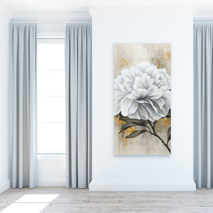 Toile Pivoine blanche | Décoration murale florale rustique pour salon