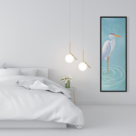 Great Blue Heron Canvas | Marine Bird Framed Art for Home Decor