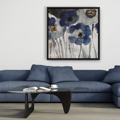 Blue Blurry Flowers Canvas | Floral Decor | Botanical Art