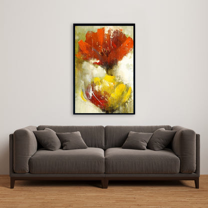 Botanical Yellow Bedroom Canvas | Orange and Yellow Flowers Decor
