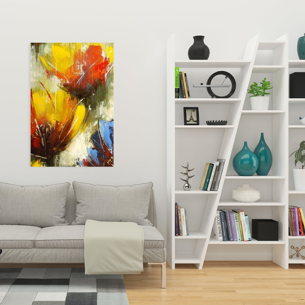 Botanical Contemporary Canvas | Texturized Yellow Flowers Decor