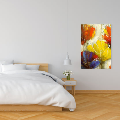 Yellow Contemporary Botanical Canvas | Modern Flower Decor