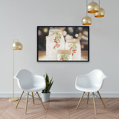 White Botanical Still Life Canvas - Christmas Candles Decor
