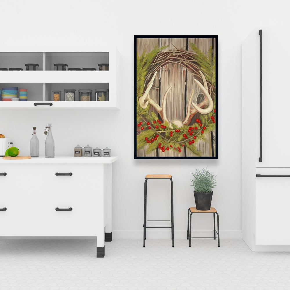 Rustic Botanical Canvas - Christmas Wreath with Panache Decor