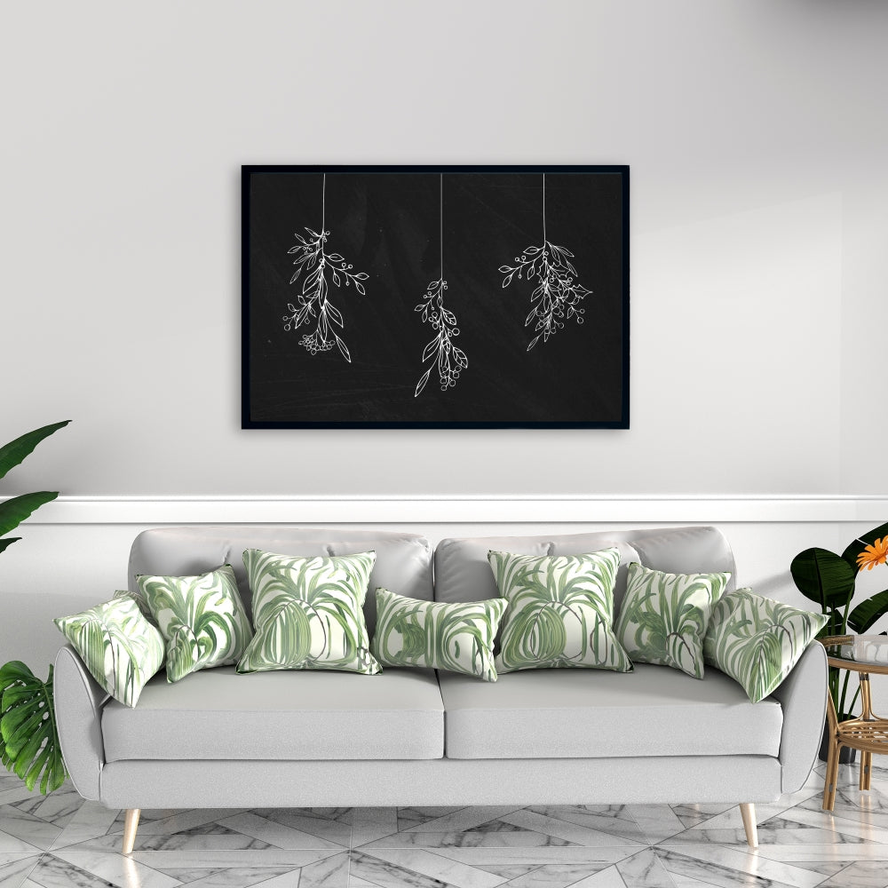 Mistletoe Holiday Canvas | White Framed Bathroom Decor