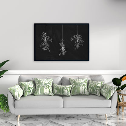 Mistletoe Holiday Canvas | White Framed Bathroom Decor