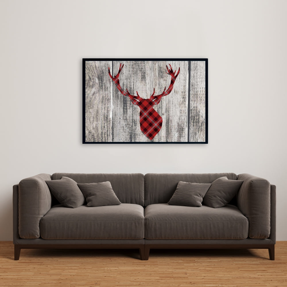 Toile cerf rustique grise | Décoration d'intérieur bois et cerf