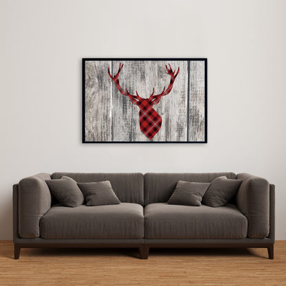 Toile cerf rustique grise | Décoration d'intérieur bois et cerf