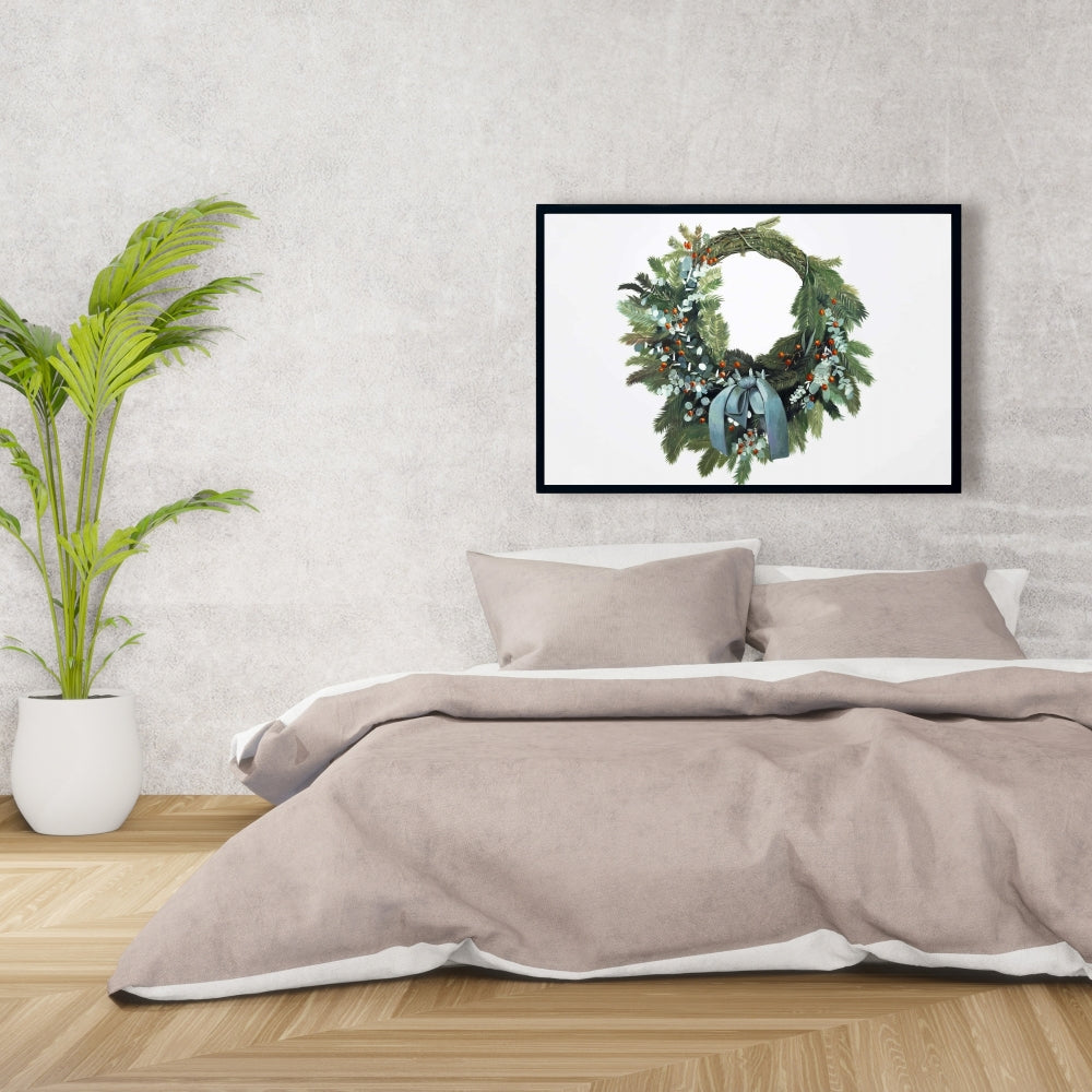 Couronne de Noël rustique sur toile | Décoration d'intérieur festive