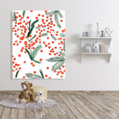 Mistletoe Leaf Minimalist Canvas | White Living Room Decor
