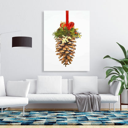 Rustic Holidays Trees Canvas - Christmas Pine Cone Decor