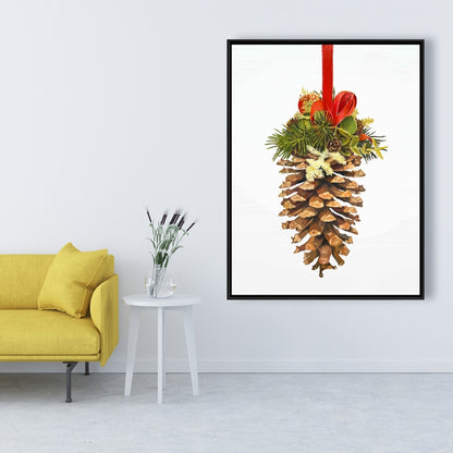 Rustic Christmas Pine Cone Canvas | Kitchen Trees Home Decor