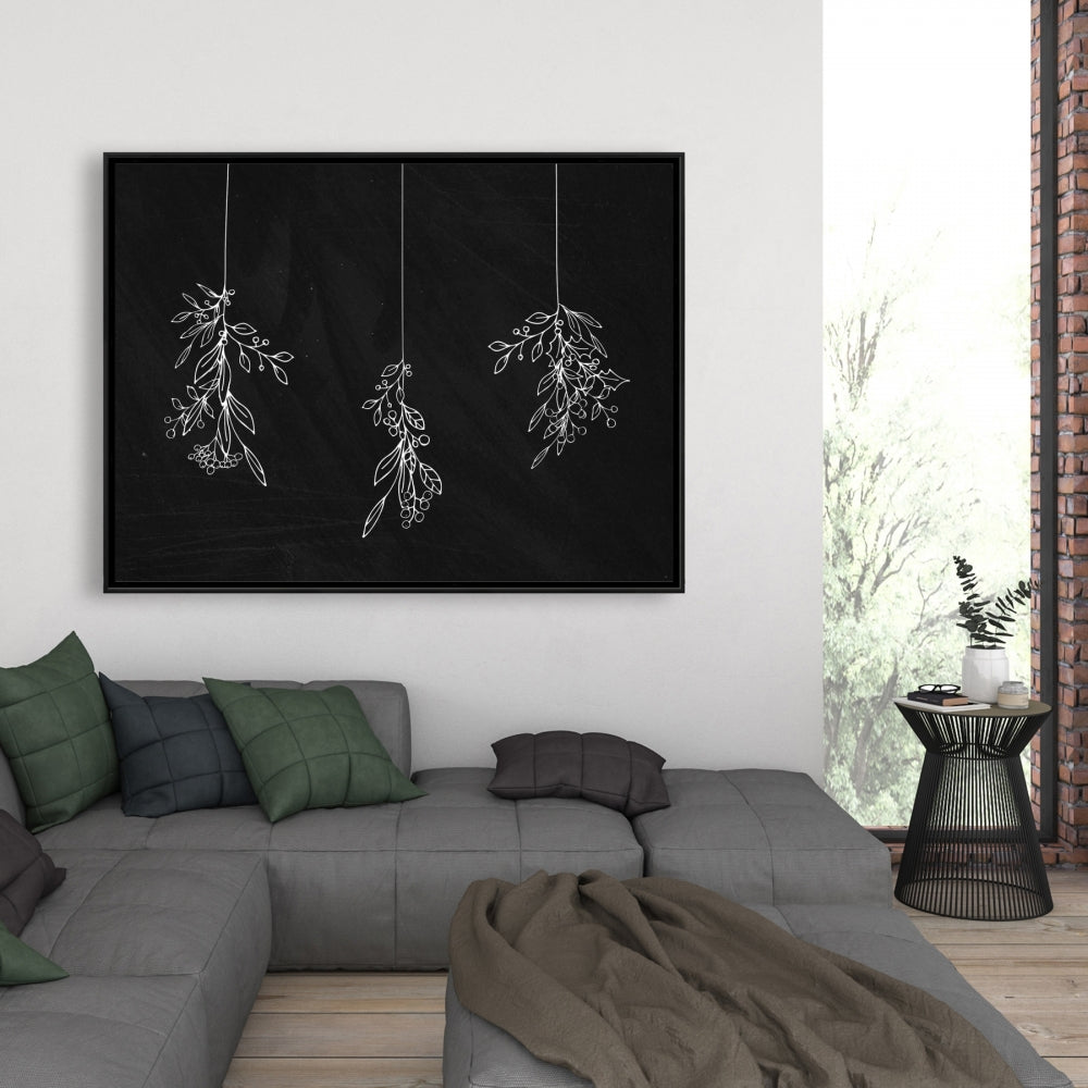 Mistletoe Holiday Canvas | White Framed Bathroom Decor