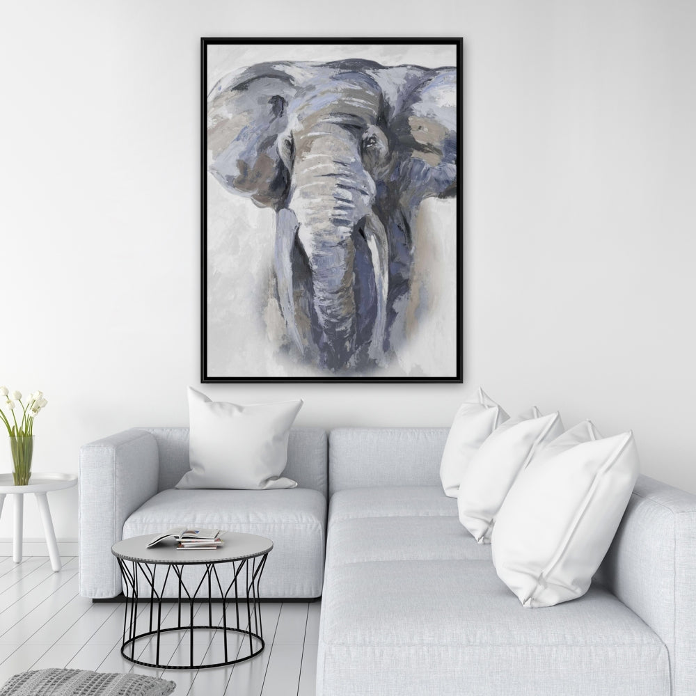 Toile Éléphant bleu pastel | Décoration d'intérieur sur la faune africaine