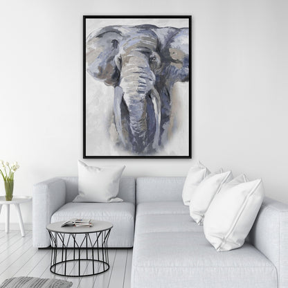 Toile Éléphant bleu pastel | Décoration d'intérieur sur la faune africaine