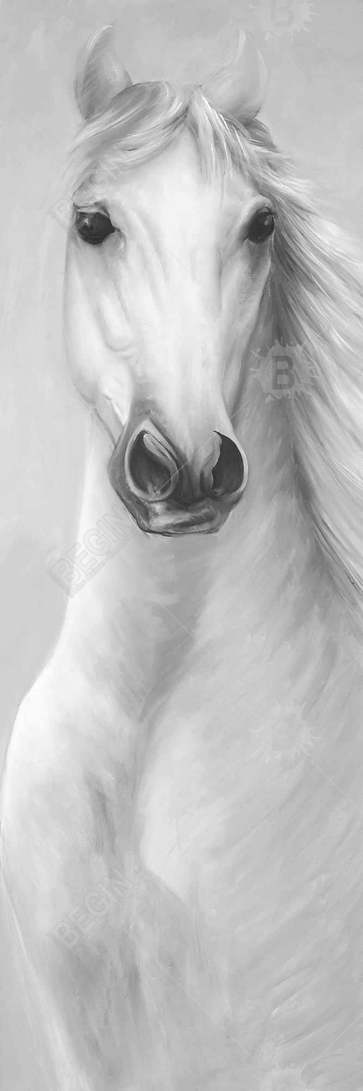Gray Horse Canvas | Monochrome Bedroom Animal Wall Art