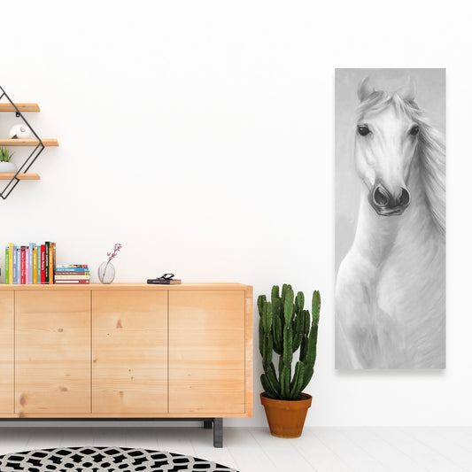 Gray Horse Canvas | Monochrome Bedroom Animal Wall Art