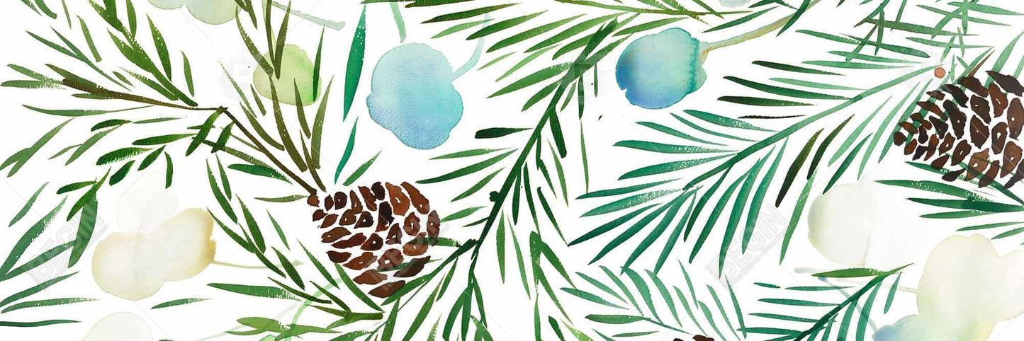 Toile botanique avec pomme de pin | Cadre blanc minimaliste