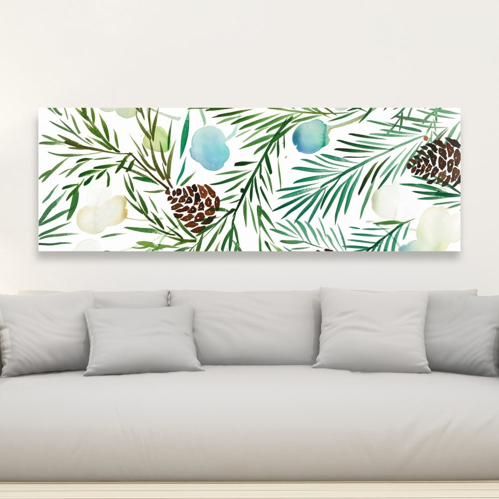 White Minimalist Pine Cone Pattern Canvas - Living Room Decor