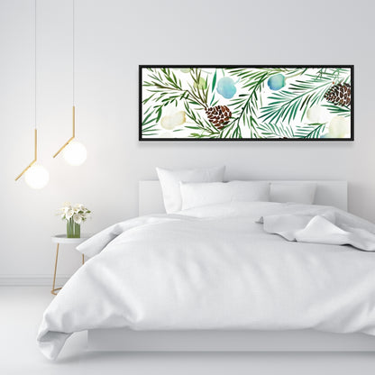 Toile botanique avec pomme de pin | Cadre blanc minimaliste