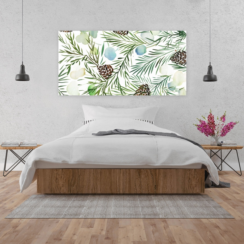 White Minimalist Pine Cone Pattern Canvas - Living Room Decor