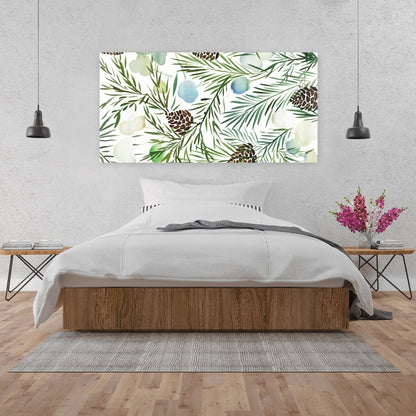 White Minimalist Pine Cone Pattern Canvas - Living Room Decor