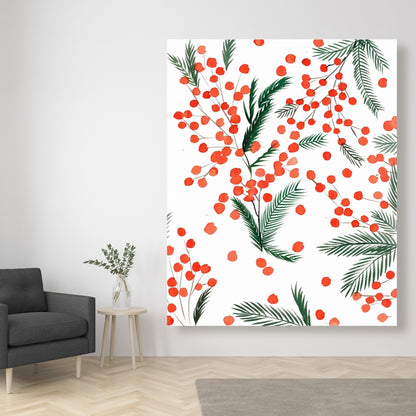 Mistletoe Leaf Minimalist Canvas | White Living Room Decor