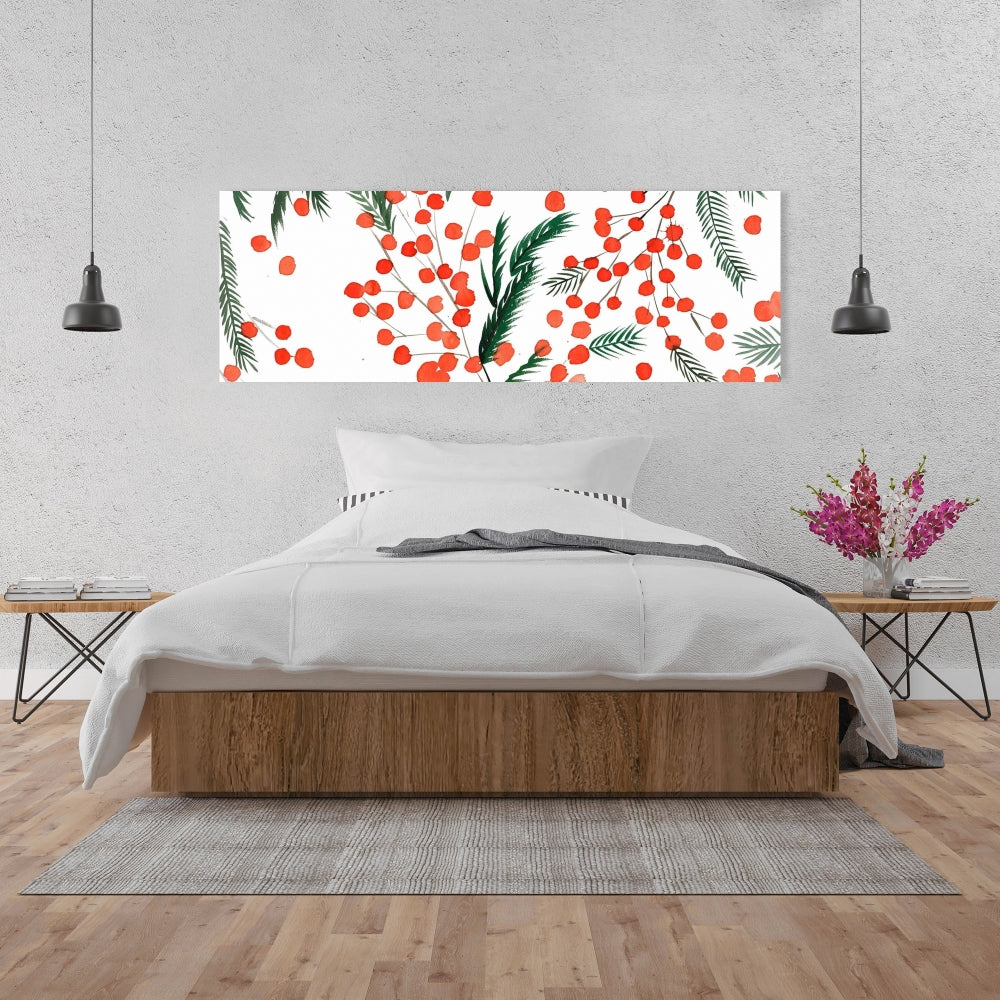 Mistletoe Leaf Minimalist Canvas | White Living Room Decor