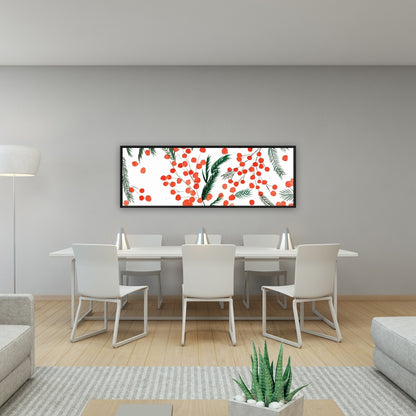 Mistletoe Leaf Pattern Framed Canvas - Holiday Home Decor