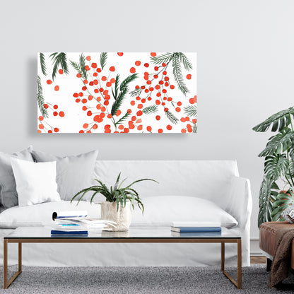 Mistletoe Leaf Minimalist Canvas | White Living Room Decor