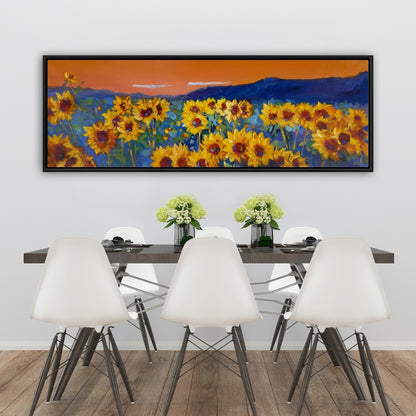Tournesols à l'aube | Toile encadrée florale - Décoration d'intérieur