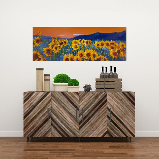 Sunflowers by Dawn | Contemporary Floral Bedroom Canvas Decor