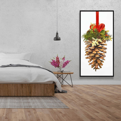 Rustic Christmas Pine Cone Canvas | Kitchen Trees Home Decor