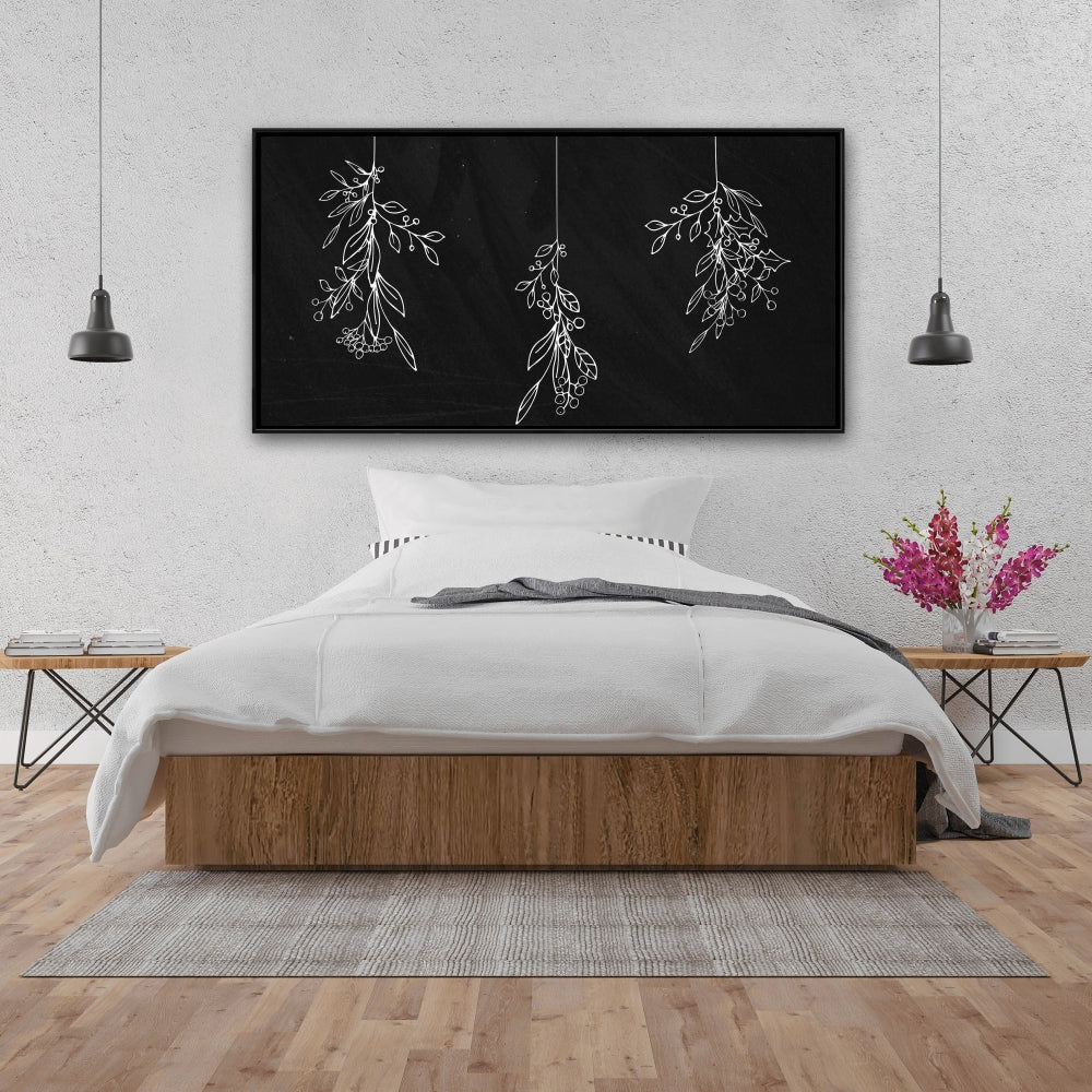 Mistletoe Holiday Canvas | White Framed Bathroom Decor