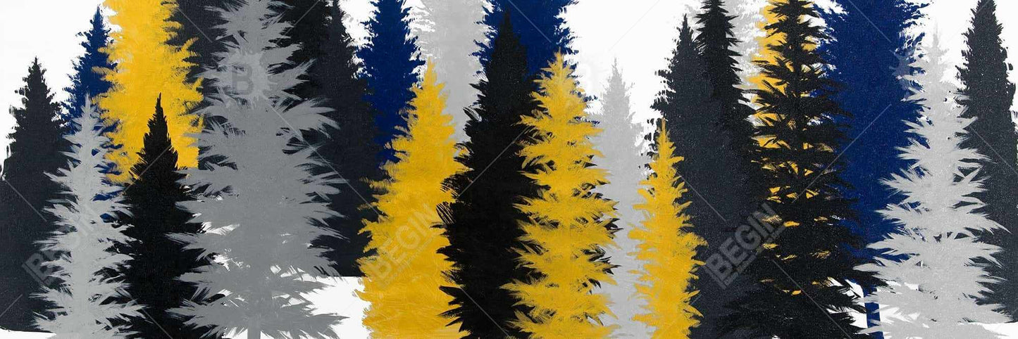 Toile encadrée rustique bleu sapin doré | Décoration d'intérieur