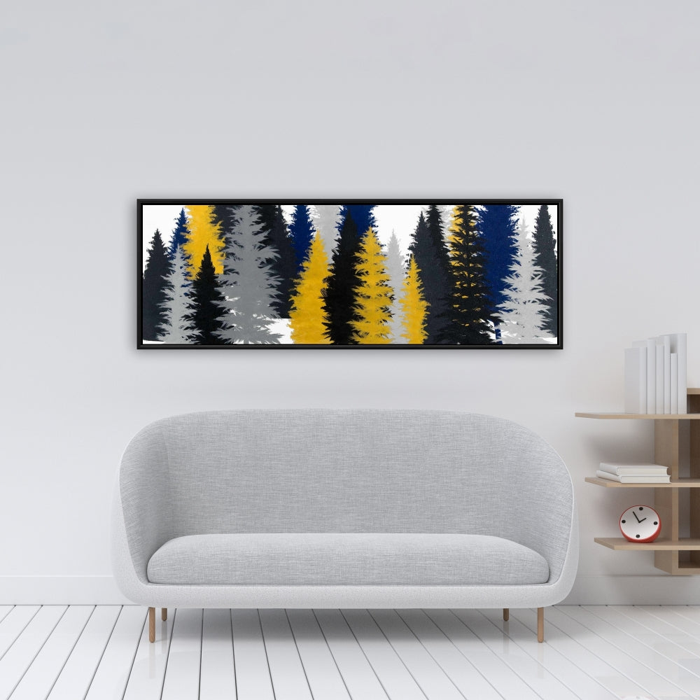 Toile encadrée rustique bleu sapin doré | Décoration d'intérieur