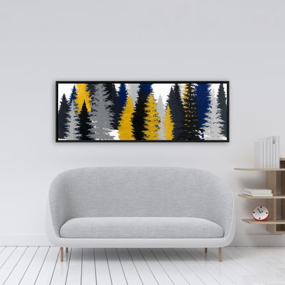 Toile encadrée rustique bleu sapin doré | Décoration d'intérieur