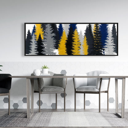 Toile encadrée rustique bleu sapin doré | Décoration d'intérieur