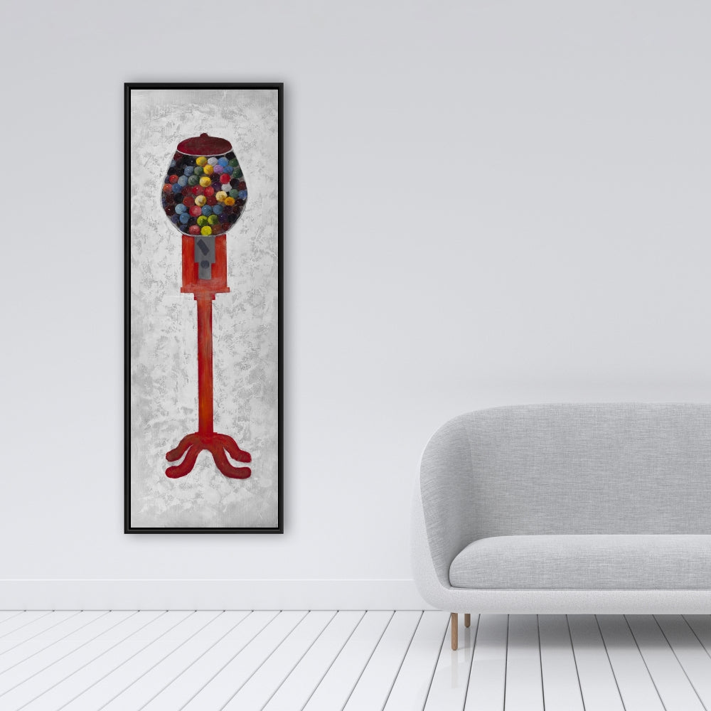 Toile de chambre rétro grise – Décor de distributeur de chewing-gum