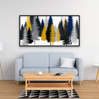 Toile encadrée rustique bleu sapin doré | Décoration d'intérieur