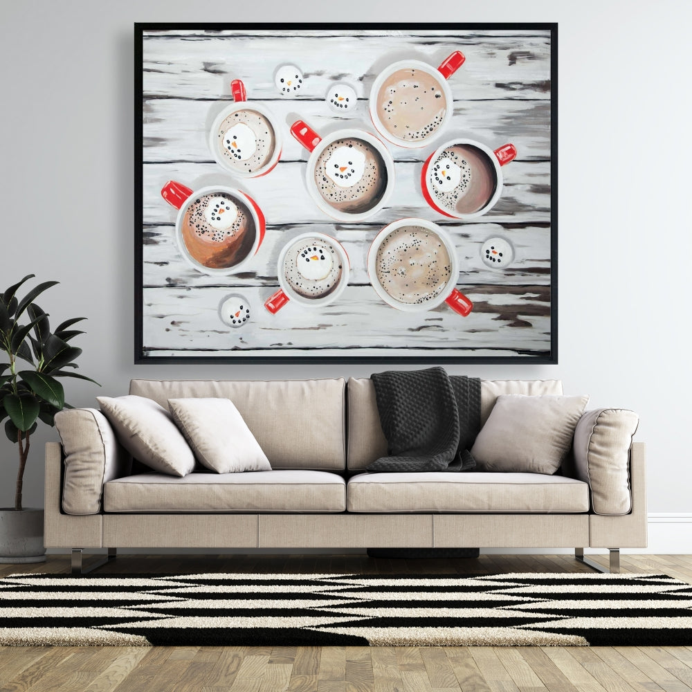 Holiday Hot Chocolate Canvas | Rustic Kitchen Decor Wall Art