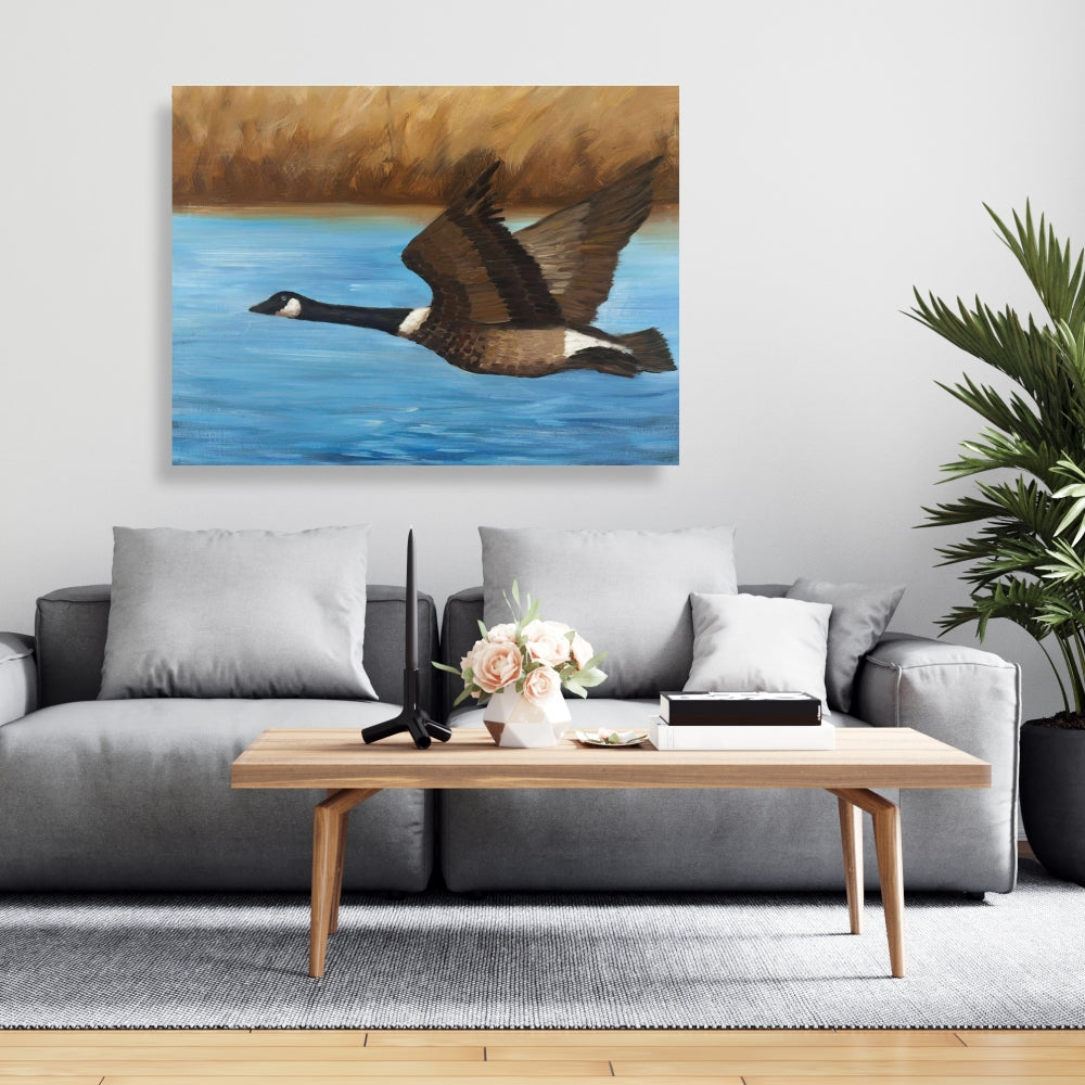 Blue Rustic Canada Goose Bedroom Canvas | Home Decor Art