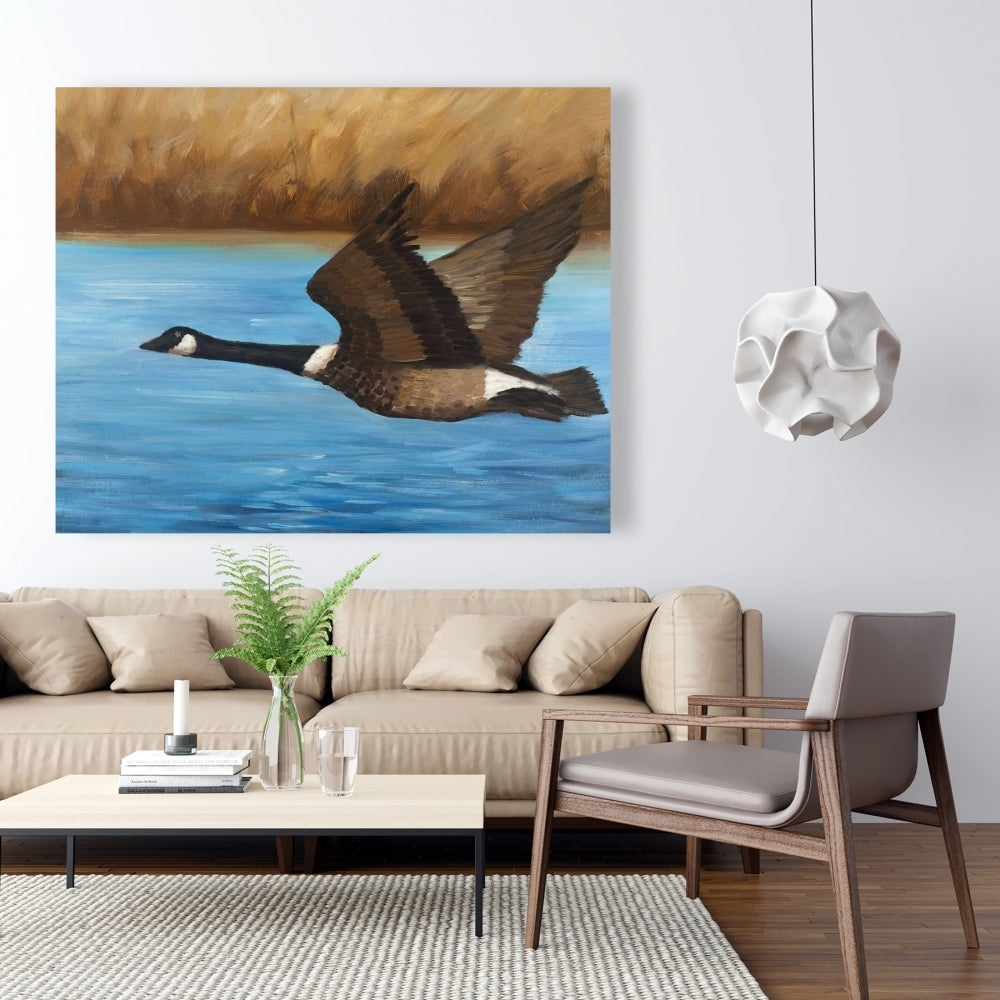 Blue Rustic Canada Goose Bedroom Canvas | Home Decor Art