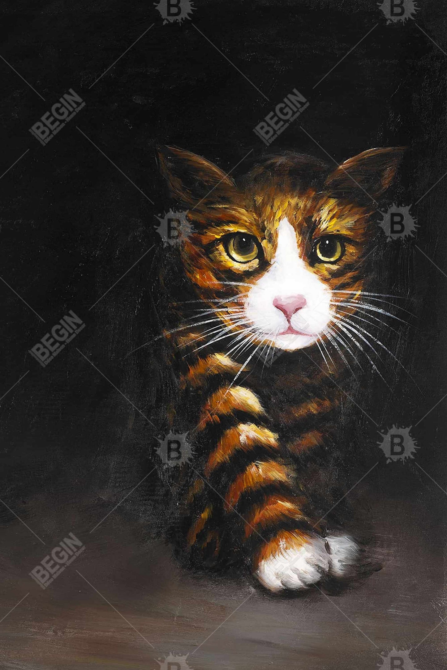 Discreet Cat - White Pets Modern Magnetic Stick Canvas Decor