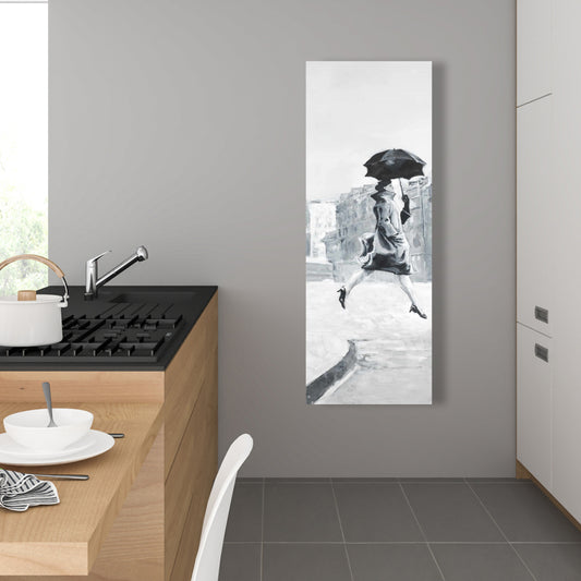 Woman in the Rain Gray Canvas - Elegant Bedroom Home Decor